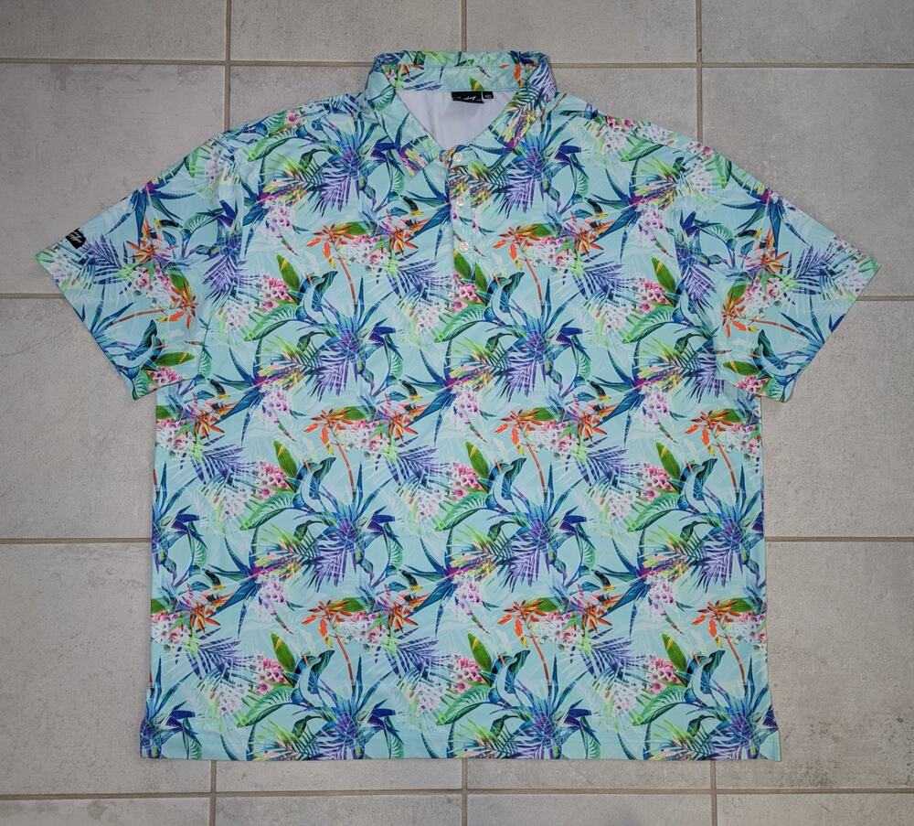 Sunday Swagger Men's 4XL Polo Shirt Tropical Golf Floral Stretch Performance